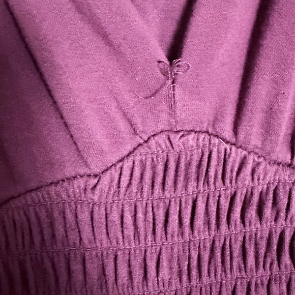 Old Navy Plum Purple Smocked Waist Wide Leg Jumpsuit Romper XL Tie Back V Neck - Picture 10 of 11